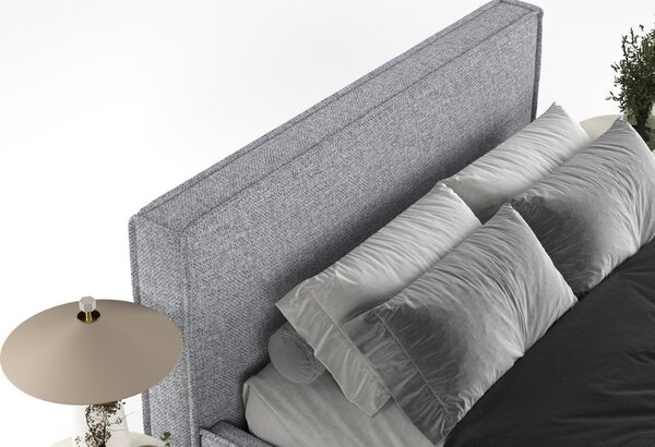 Maison de Rêve Šedá čalouněná dvoulůžková postel LOUNGE L 160 x 200 cm s úložným prostorem