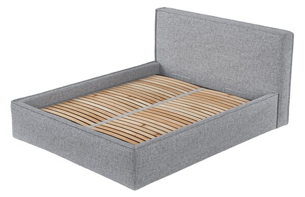 Maison de Rêve Šedá čalouněná dvoulůžková postel LOUNGE L 160 x 200 cm s úložným prostorem