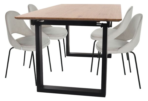 Snap: Set: Stůl Grand + 4 jídelní židle Costa Steel Black