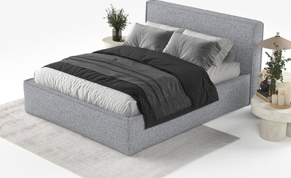 Maison de Rêve Šedá čalouněná dvoulůžková postel LOUNGE L 160 x 200 cm s úložným prostorem