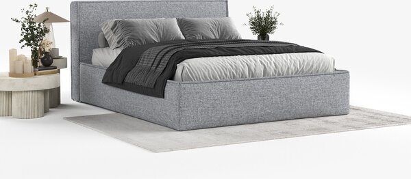 Maison de Rêve Šedá čalouněná dvoulůžková postel LOUNGE L 160 x 200 cm s úložným prostorem