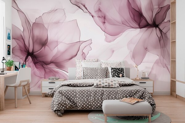Fototapety Fluidní styl květiny, květinová abstrakce, akvarel, růžová paleta barev , Fototapety akvarel, w03406v1 : uwalls.cz