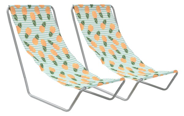 Sada 2 ks skládacích plážových lehátek SAND PINEAPPLE, barevné