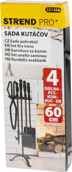 Sada Homefire FT24B, 4-dílná, černá, 60 cm, krbové nářadí