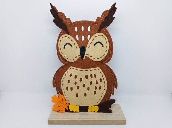 Podzimní dekorace na podstavci OWLIE 25 cm, tmavě hnědá