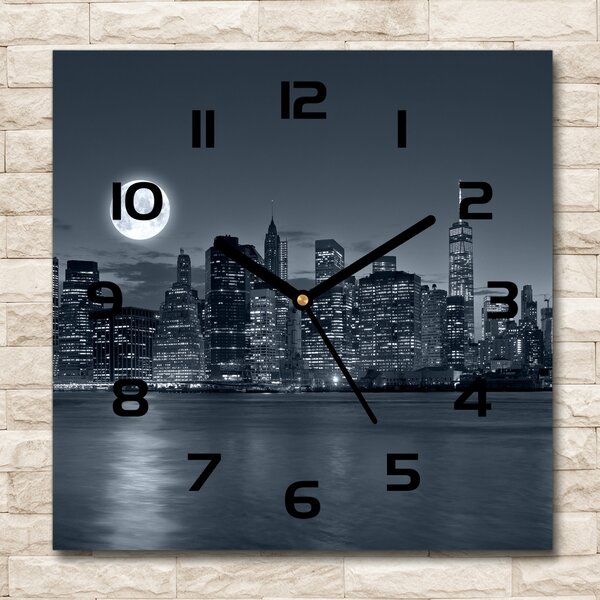 Skleněné hodiny čtverec New York noc pl_zsk_30x30_c-f_78010897