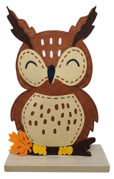 Podzimní dekorace na podstavci OWLIE 25 cm, tmavě hnědá