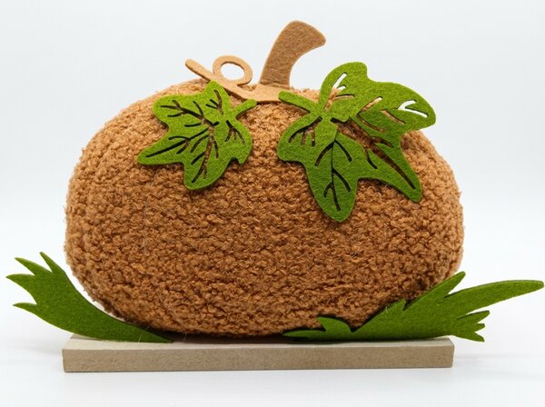 Podzimní dekorace na podstavci PUMPKIE 18 cm, hnědá