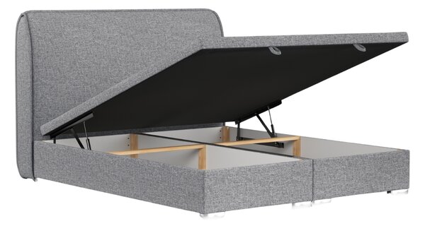 Maison de Rêve Šedá čalouněná dvoulůžková postel NOHO 160 x 200 cm s úložným prostorem