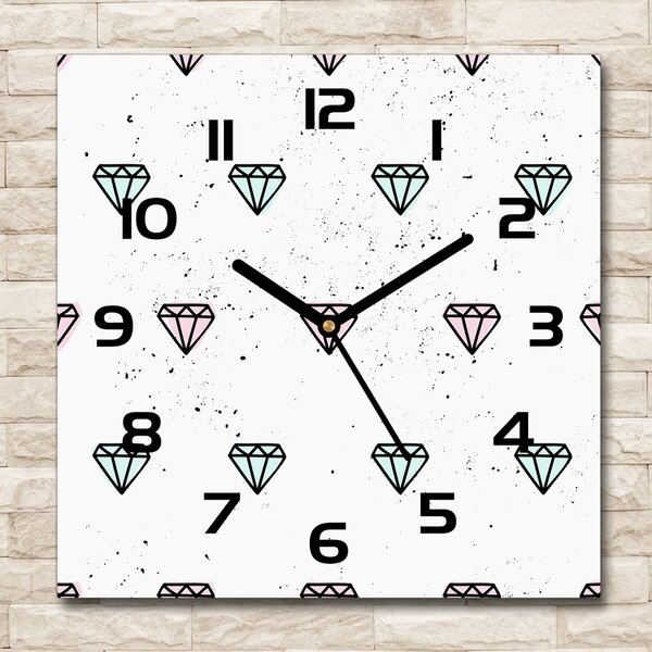 Skleněné nástěnné hodiny čtverec Diamanty pl_zsk_30x30_c-f_77866968