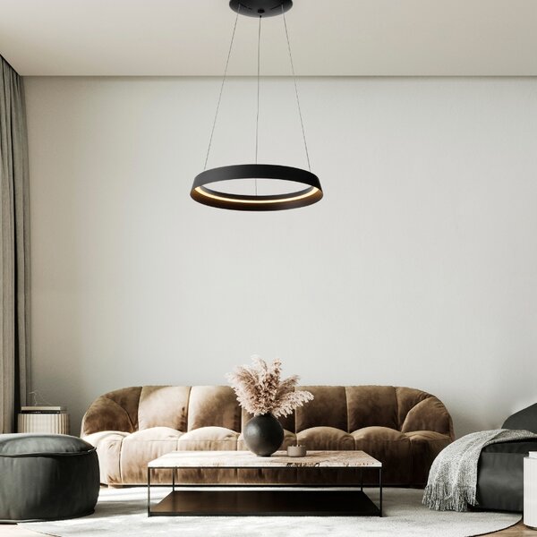 Černé kovové závěsné LED světlo Nova Luce Ormi 45 cm