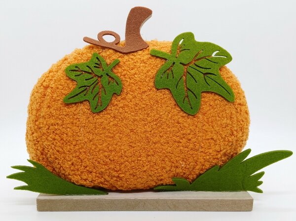 Podzimní dekorace na podstavci PUMPKIE 18 cm, oranžová