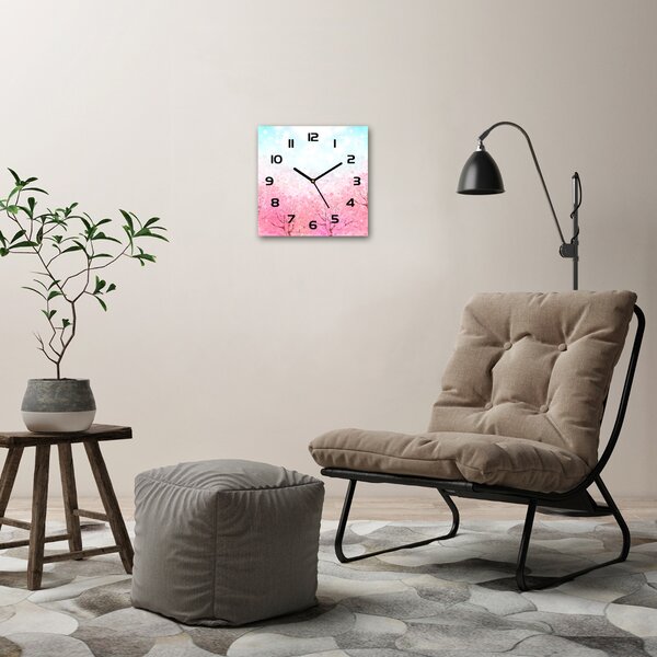 Skleněné hodiny čtverec Květy višně pl_zsk_30x30_c-f_78464796
