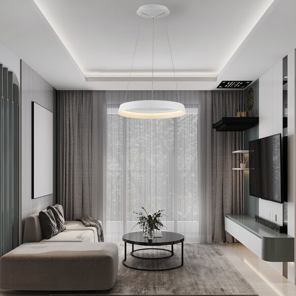 Bílé kovové závěsné LED světlo Nova Luce Ormi 45 cm
