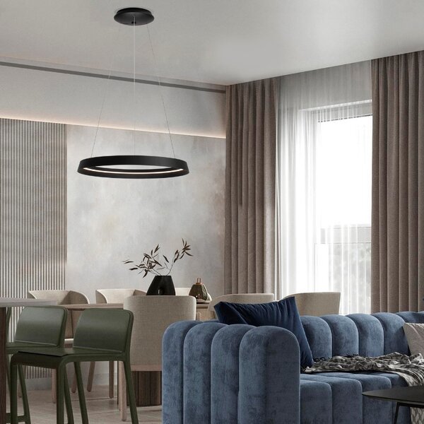 Černé kovové závěsné LED světlo Nova Luce Ormi 60 cm