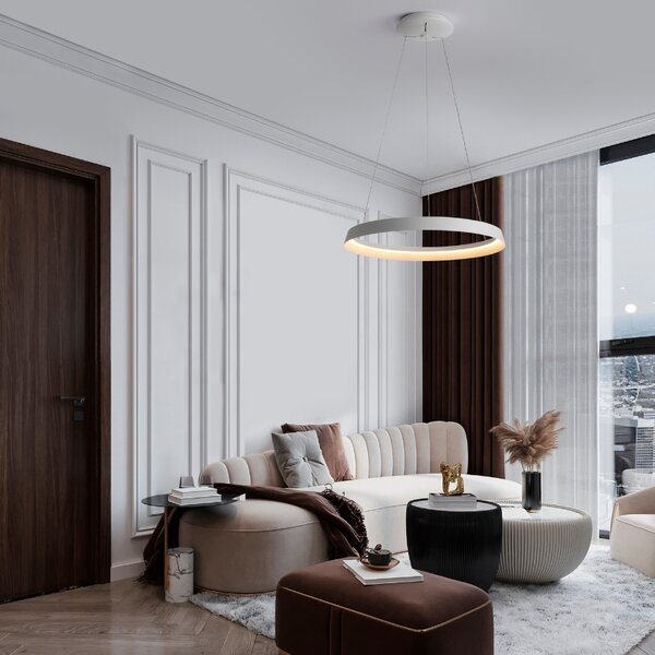 Bílé kovové závěsné LED světlo Nova Luce Ormi 60 cm