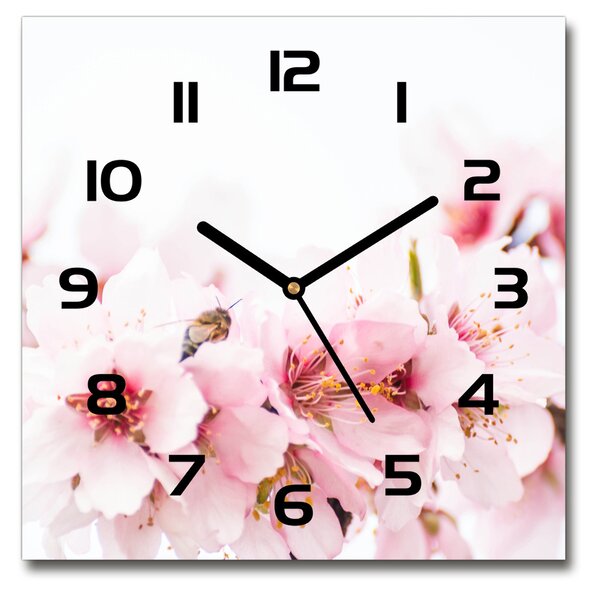 Skleněné hodiny čtverec Květy višně pl_zsk_30x30_c-f_79943111