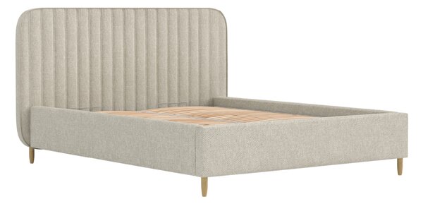 Maison de Rêve Šedobéžová čalouněná dvoulůžková postel NOTO 160 x 200 cm s úložným prostorem