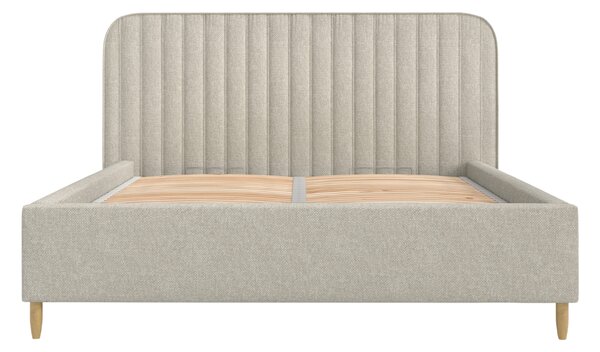 Maison de Rêve Šedobéžová čalouněná dvoulůžková postel NOTO 160 x 200 cm s úložným prostorem