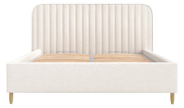 Maison de Rêve Světle béžová čalouněná dvoulůžková postel NOTO 160 x 200 cm s úložným prostorem