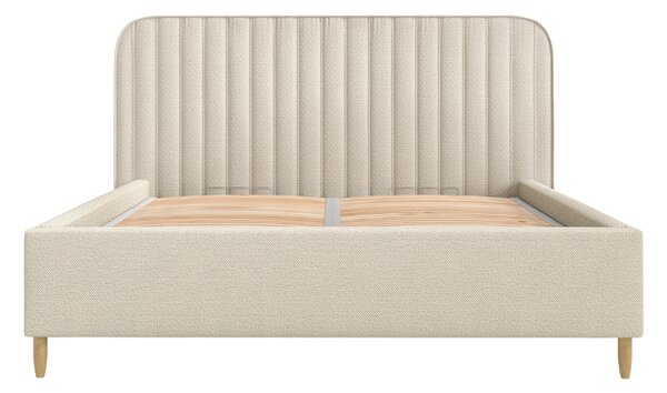 Maison de Rêve Béžová čalouněná dvoulůžková postel NOTO 160 x 200 cm s úložným prostorem