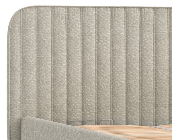 Maison de Rêve Šedobéžová čalouněná dvoulůžková postel NOTO 160 x 200 cm s úložným prostorem