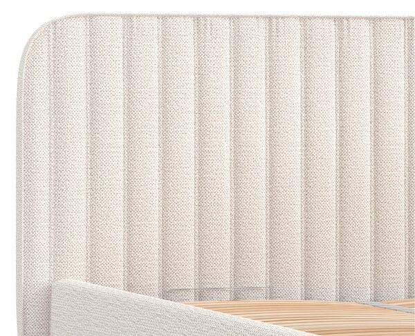 Maison de Rêve Světle béžová čalouněná dvoulůžková postel NOTO 160 x 200 cm s úložným prostorem