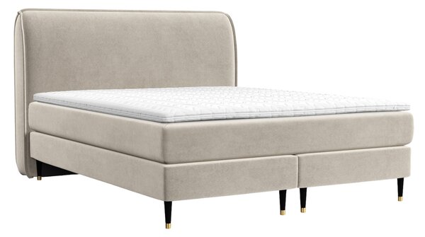 Maison de Rêve Béžová sametová postel boxspring OFFO 160 x 200 cm
