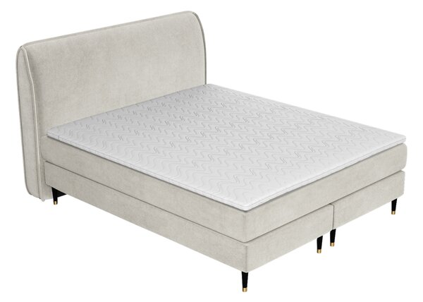 Maison de Rêve Světle béžová sametová postel boxspring OFFO 160 x 200 cm