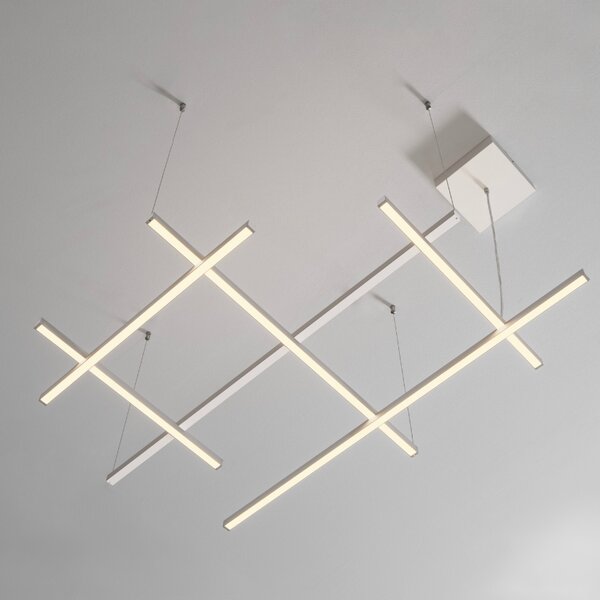 Bílé kovové závěsné LED světlo Nova Luce Pace 102 cm