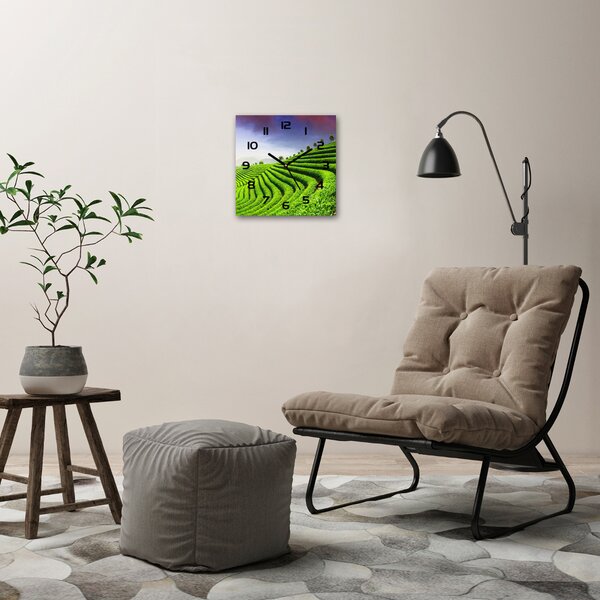 Skleněné hodiny čtverec Plantace čaje pl_zsk_30x30_c-f_83004057