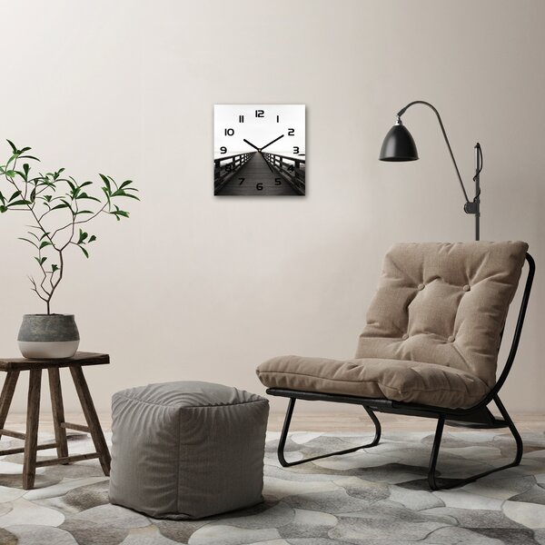 Skleněné hodiny čtverec Dřevěné molo pl_zsk_30x30_c-f_83254828