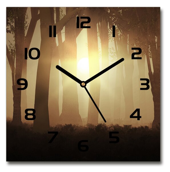 Skleněné hodiny čtverec Mlha v lese pl_zsk_30x30_c-f_84176608