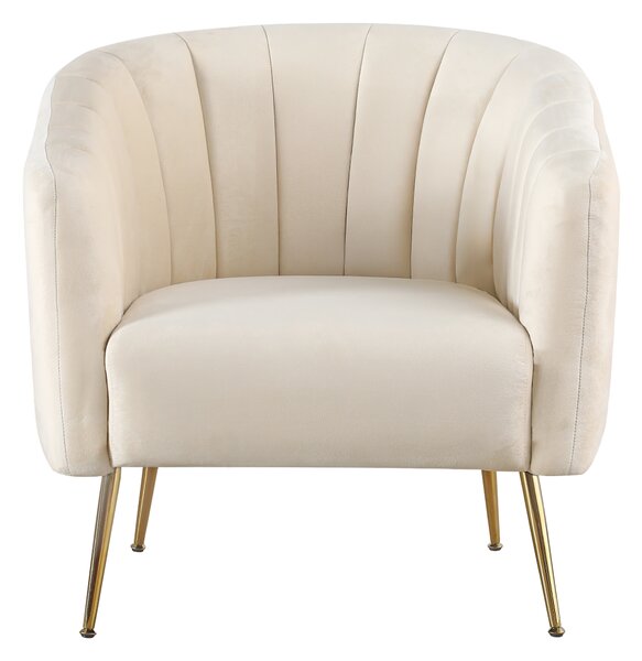 KONDELA Designové křeslo, béžová Velvet látka/gold chrom-zlatý, BAGY