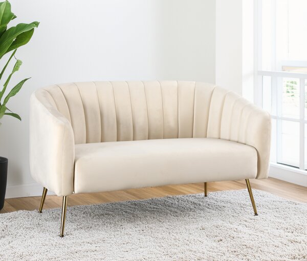 KONDELA Designový 2-sed, béžová Velvet látka/gold chrom-zlatý, BAGY