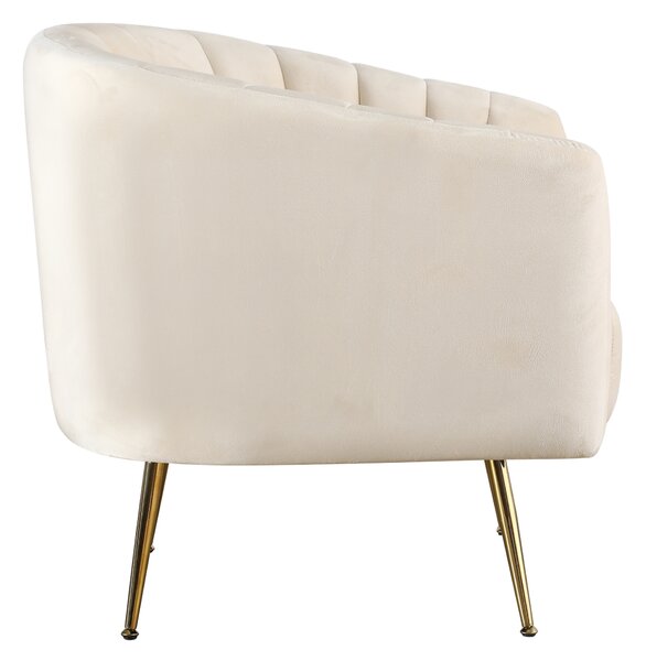 KONDELA Designové křeslo, béžová Velvet látka/gold chrom-zlatý, BAGY
