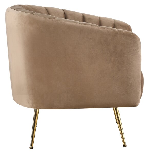 KONDELA Designové křeslo, hnědá Velvet látka/gold chrom-zlatý, BAGY