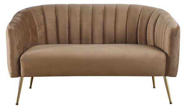 KONDELA Designový 2-sed, hnědá Velvet látka/gold chrom-zlatý, BAGY
