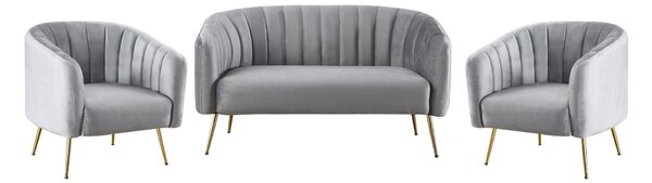 KONDELA Designový 2-sed, šedá Velvet látka/gold chrom-zlatý, BAGY