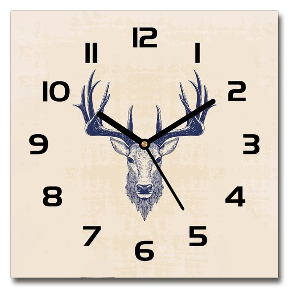 Skleněné hodiny čtverec Hlava jelena pl_zsk_30x30_c-f_87477798