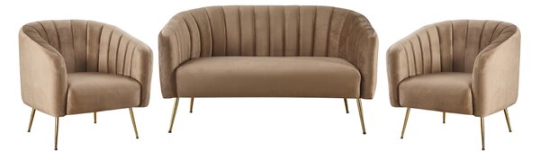 KONDELA Designové křeslo, hnědá Velvet látka/gold chrom-zlatý, BAGY