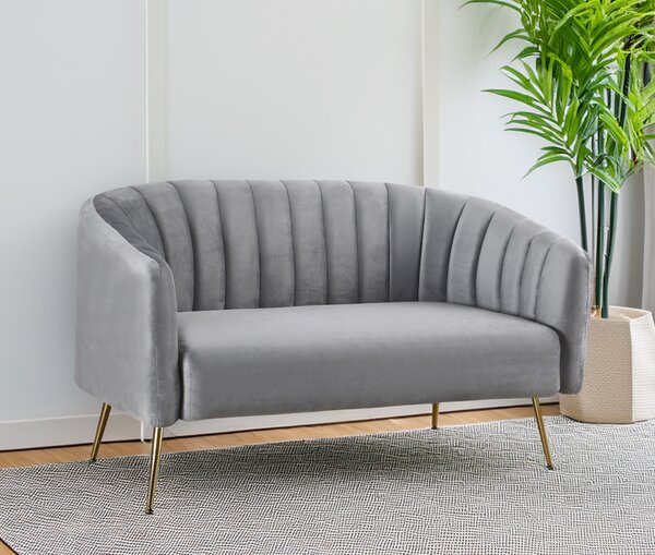 KONDELA Designový 2-sed, šedá Velvet látka/gold chrom-zlatý, BAGY