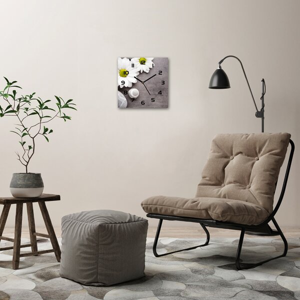 Skleněné nástěnné hodiny čtverec Gerbera pl_zsk_30x30_c-f_89978317