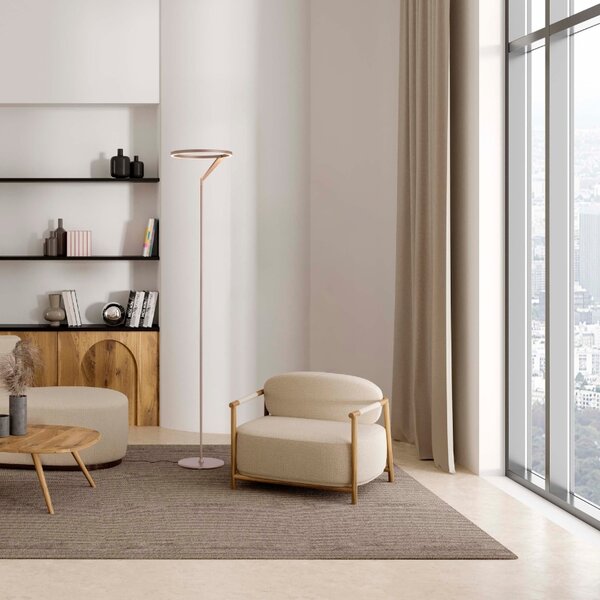 Hnědá kovová stojací LED lampa Nova Luce Tilia 168 cm