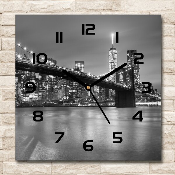 Skleněné hodiny čtverec New York noc pl_zsk_30x30_c-f_96581039