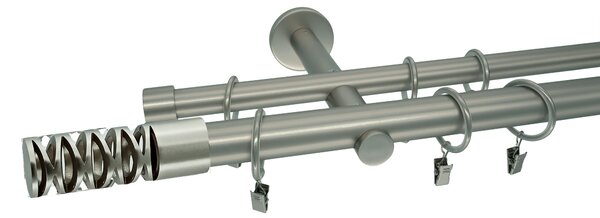 Kovovégarnýže.cz Garnýž Jewel modern 19 mm matný nikl Varianta jednořadá nebo dvouřadá: Jednořadá, Délka: 120 cm, Uchycení látky: Kroužky s žabkou