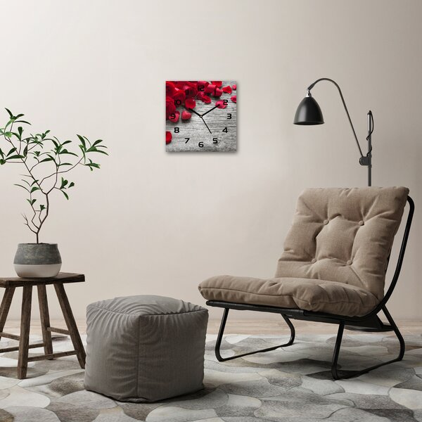 Skleněné hodiny na stěnu Červené růže pl_zsk_30x30_c-f_99989329