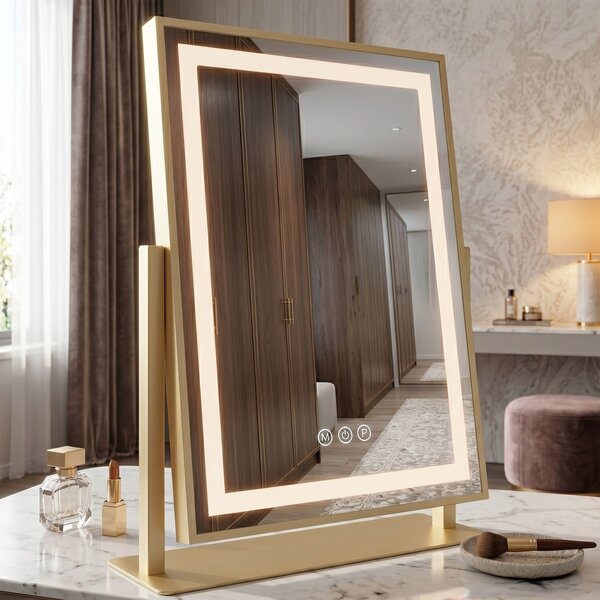Rea Rea, Zrcadlo LED LUMI L.Gold 30x40cm, HOM-01802