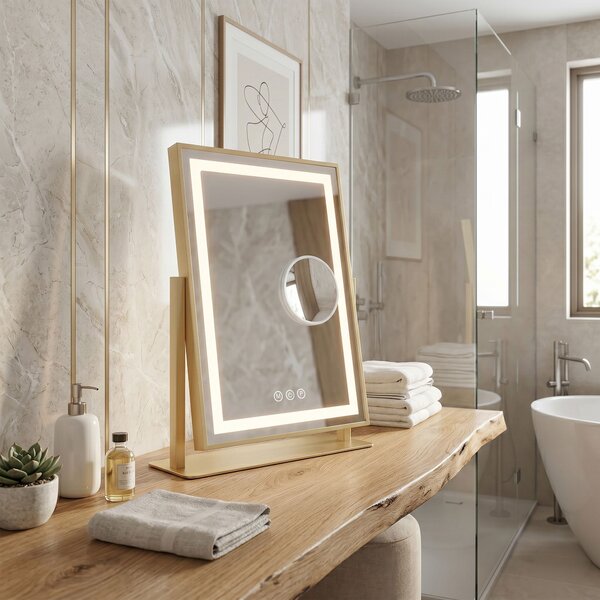 Rea Rea, Zrcadlo LED LUMI L.Gold 30x40cm, HOM-01802