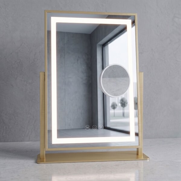 Rea Rea, Zrcadlo LED LUMI L.Gold 30x40cm, HOM-01802